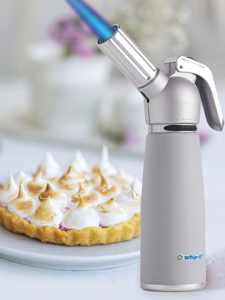 Motif Torch, All Silver. Butane Torch Lighter, Refillable Cooking Torch with Adjustable Flame, Safety Lock for Soldering, Kitchen, Welding