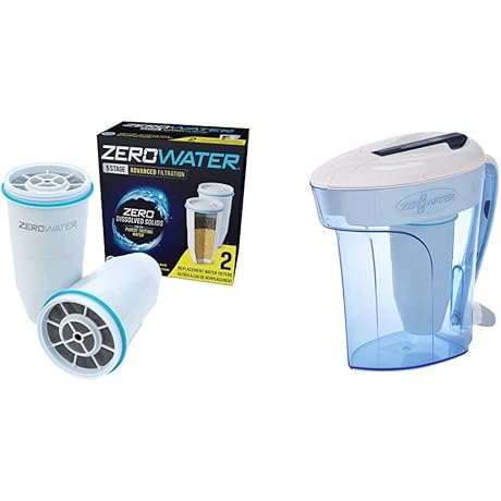 ZeroWater 12-Cup Ready-Pour Water Filter Pitcher with 2 Replacement Filters