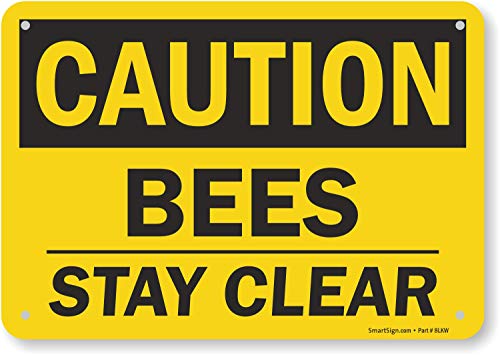 SmartSign "Caution - Bees - Stay Clear" Sign | 7" x 10" Plastic