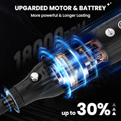 Image of HARDELL Mini Cordless Rotary Tool 4V, 5 Speeds Rotary Tool Kit with 30 Accessories,Type-C Charging DIY Craft Tool for Engraving, Sanding, Polishing, Drilling, Grinding(Power&Runtime Extended)