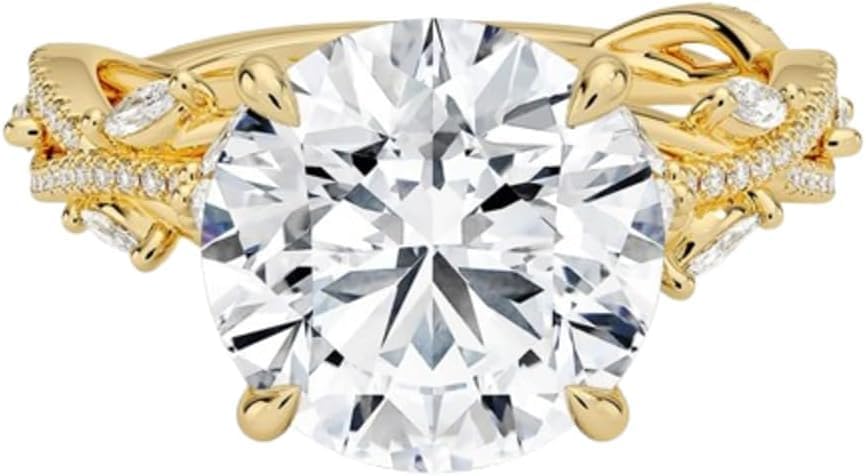 1 Ct-5 Ct Colorless Moissanite Engagement Ring, Secret Garden, Nature-Inspired Wedding Ring, Solid 10K/14K/18K Gold Anniversary Promise Ring for Her