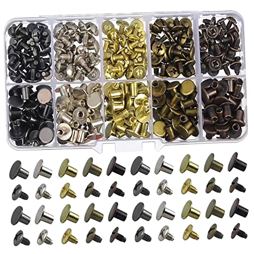 DIYEAH Lot De 150 Rivets À Vis En Métal Kit De Rivets Pour Cuir Reliure Ceinture Fournitures Dartisanat
