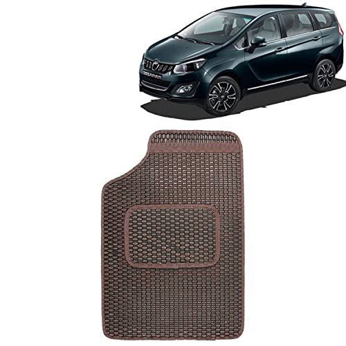 Image of Kingsway Dotted Design Car Floor Foot Mats Universal Fit for Mahindra Marazzo, Model Year : 2018 Onwards, Water and Dustproof, Color Brown, Set of 5 Pieces