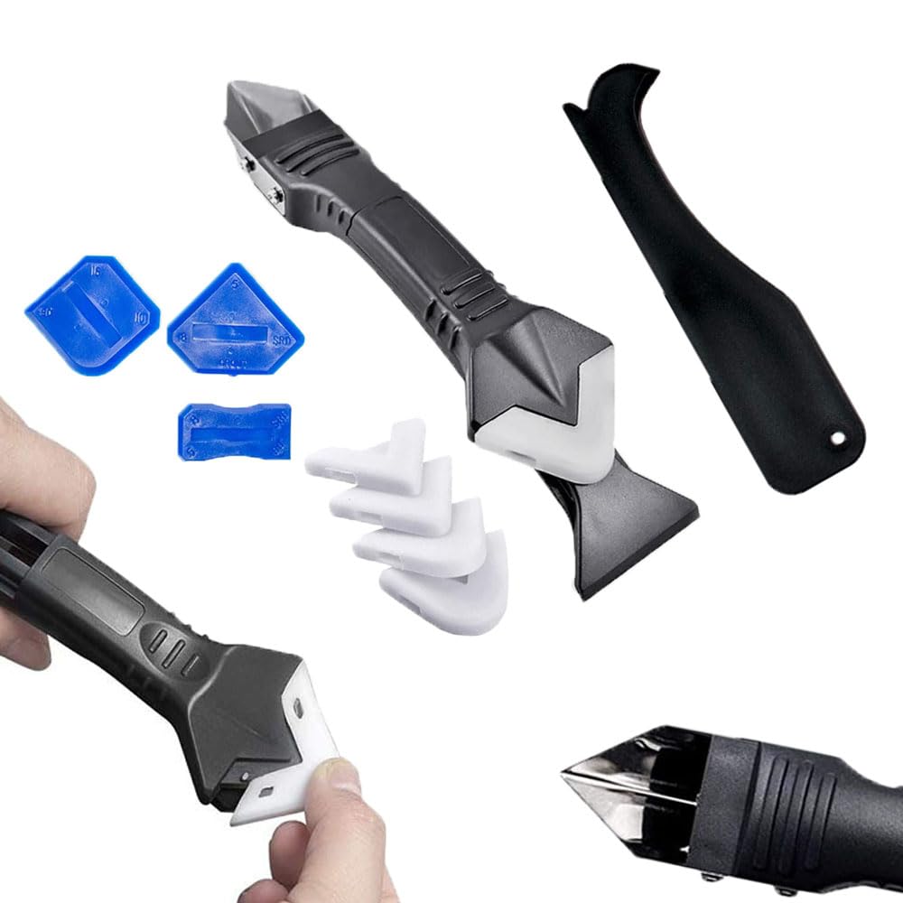 Kit Raschietto in Silicone 3 in 1, Kit di Strumento di Sigillante, 3-in-1 Strumento per Calafataggio, Strumenti per Calafataggio Rimozione Tira del Silicone per Silicone Sigillante