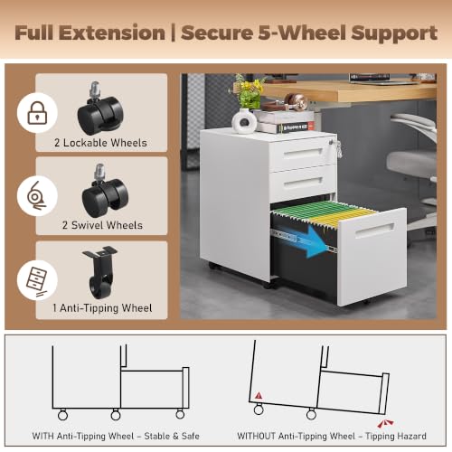 Image of Guizeeopo Fully Assembled Home Office Filing Cabinet with Lock
