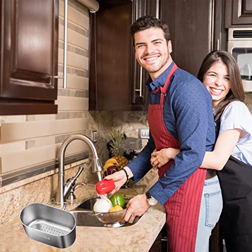 Dupiulk Stainless Steel Sink Drain Strainer Basket, Multifunction Hanging Sink Strainer Colander Drain Basket, Kitchen Sink Food Waste Filter And Vegetables Fruits Clean thumb #6