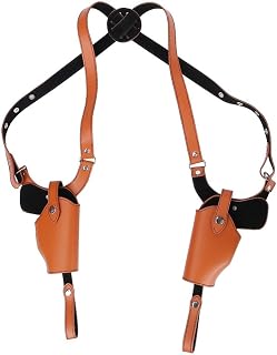 DONGKER Dual Gun Shoulder Holster,Leather Concealed Gun Pouch with Adjustable Strap for Height 67.7 inches-72.8 inches Festival Cosplay - DONGKER