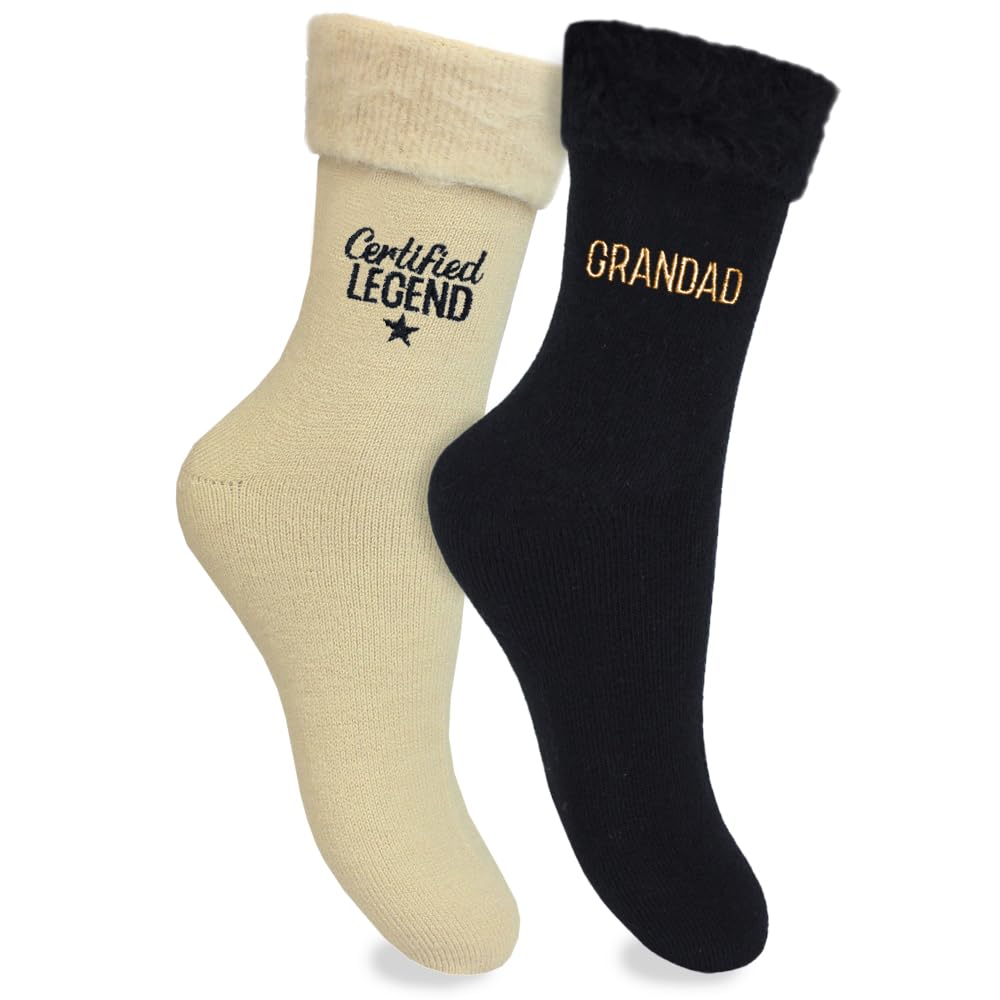 Men's Best Grandad Appreciation Embroidered Thermal Winter Bed Socks (UK, Numeric, 7, 11, Regular, Regular, Certified Legend)