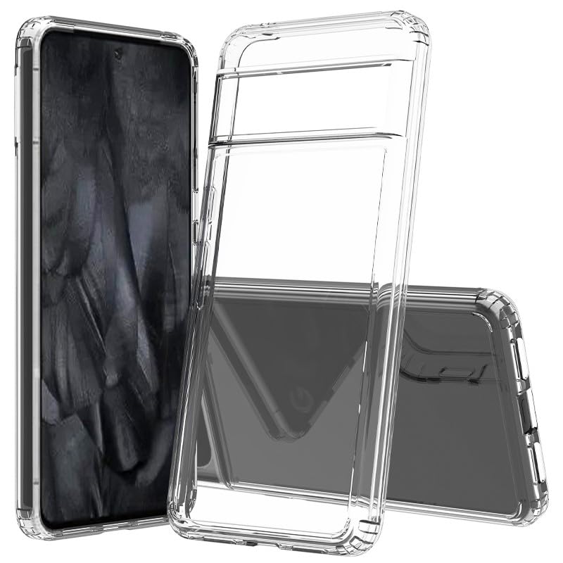 JT Berlin Pankow-Clear Coque de protection transparente pour Google Pixel 8 Pro (compatible avec le chargement sans fil, cadre en TPU absorbant les chocs, dos en verre acrylique résistant aux rayures,