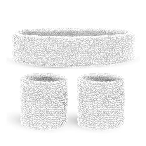 W WIDMANN MILANO Party Fashion - Schweißbänder Set 3-teilig, mit Stirnband und 2 Armbändern, Sport Accessoires, für 80er Jahre Trainingsanzug