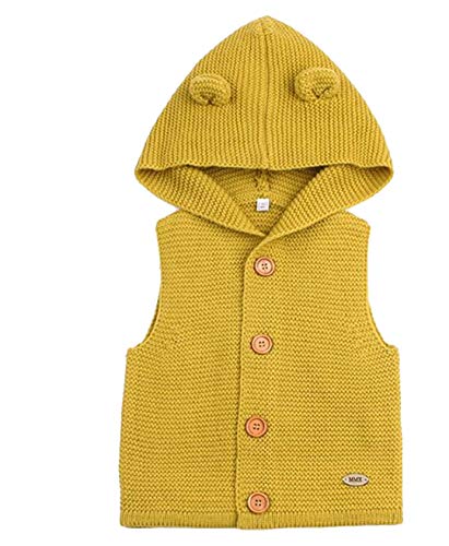 Baby Boys Girls Knit Cardigan Winter Warm Newborn Infant Sweaters Long Sleeve Hooded Coat Jacket Yellow 12m