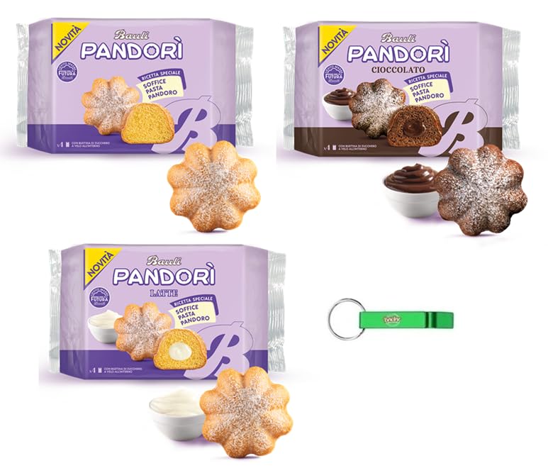 Bauli Pandori' Classico, Cioccolato, Latte Classic, chocolate, leche suave, pastelería andoro, especialidad de los pasteles italianos, 1 x 150 g 2 x 178 g + llavero Beni Culinari gratis