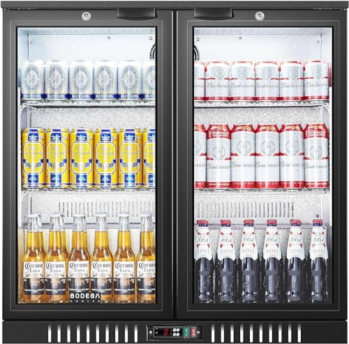 BODEGACOOLER Back Bar Cooler With 3 Glass Doors,Counter Height Beverage Refrigerator,11.4Cu.Ft Commercial Display Bar Fridge with LED Lighting,21 inch Beverage Cooler for Beer,Soda Drinks,Wine