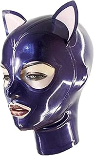 Latex Masksラテックスヘッドカバー、ゴム製ヘッドカバーリアファスナー、天然ラテックス手作り、仮面をつける男女兼用コスプレクラブウェアラテックス帽子