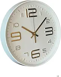 Relógio de Parede Minimalista Moderno Cozinha Quarto Sala Escritório 25cm x 4cm Decoração de Parede Organização Enfeites Utilidades Domésticas (BRANCO E DOURADO)