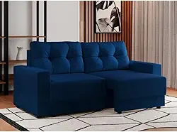 Sofá 2 Lugares Retrátil Lubeck Linho Azul Marinho