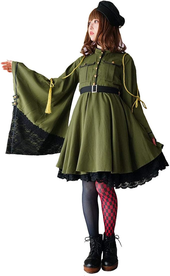 Amazon Co Jp Favoriteオリジナル 和袖隊服風ワンピース カーキ 服 ファッション小物 Amazon Co Jp Favoriteオリジナル 和袖隊服風ワンピース カーキ 服 ファッション小物