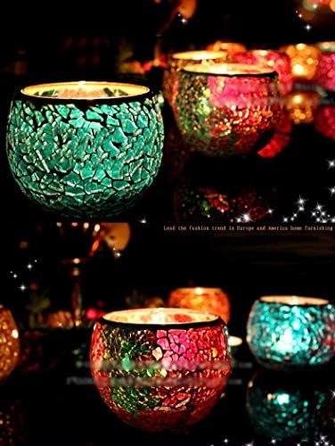 Primst 3pcs Mosaic Glass Candle Holder, Shiny Aroma Tealight Holder Cup, Table Decoration for Christmas/New Year/Wedding Party (N)