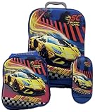 Kit De Mochila Escolar Infantil Masculina Hot Wheels 3D Com Rodinha Tripla Em Silicone Acompanha Lancheira E Estojo Resistente Impermeável