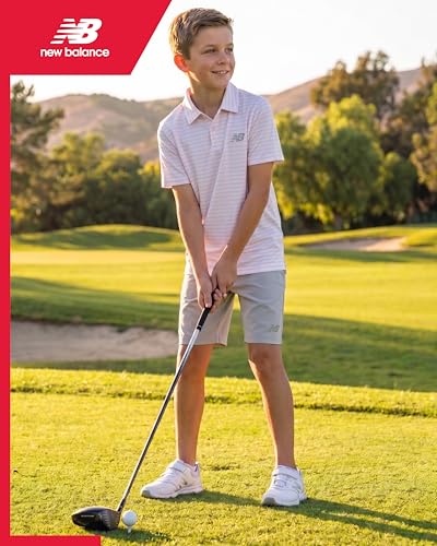 Image of New Balance Boys Short Set - 2 Piece Short Sleeve Collared Golf Boys Polo Shirt & Athletic Shorts for Outdoor Activities