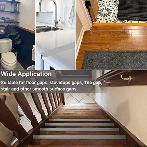 Floor Transition Strip Self Adhesive Vinyl Floor Transition Strip, Floor Flat Divider Strip For Joining Floor Gaps,Carpet Threshold Transition Wood Grain Design (2Inwide,3.28Ft, Gray, 1) #TOP6
