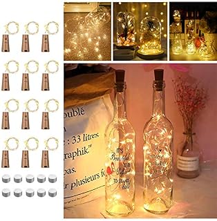 Bottle Lights with Cork Battery Operated 2M 20LEDs Copper Wire Cork Lights for Bottles Indoor Outdoor Decoration (12 Pack, Warm White)