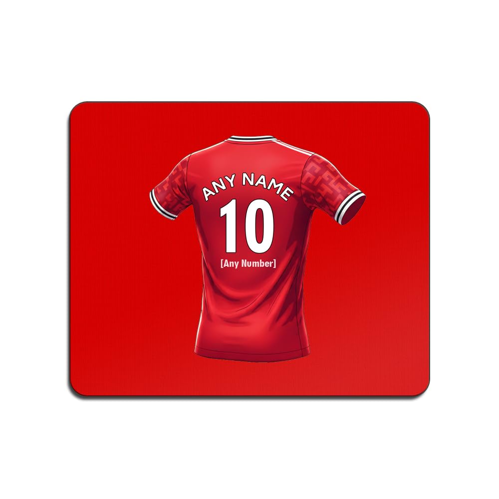 UNIGIFT Personalised Gift - United Fan 3mm Red Mouse Pad (Red Football Jersey Design) Custom Name Mat - Manchester