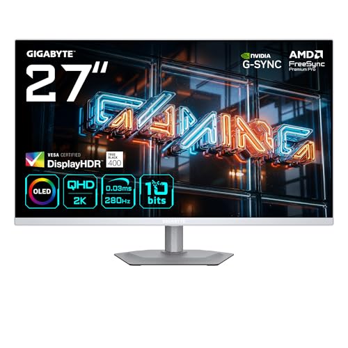 GIGABYTE MO27U2 OLED 4K UHD Gaming Monitor   3840 x 2160, 240Hz, 0,03 ms, 1000 CD/m², Display HDR True Black 400, HDMI 2.1, DisplayPort 1.4