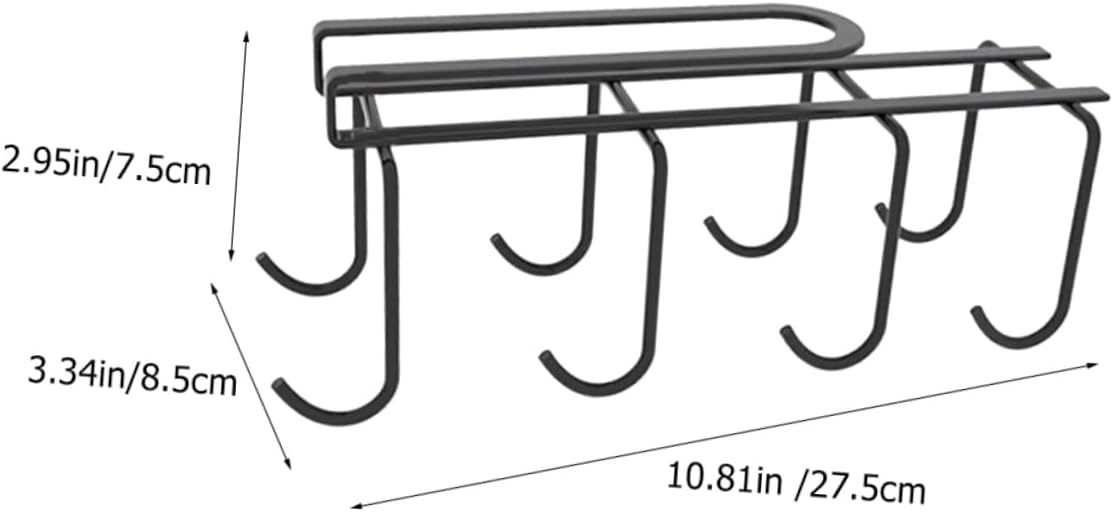 8 Hook Under Shelf Mug Holder Rack Kitchen Coffee Cup Storage Organizer Iron Material Easy to Install for Home and Kitchen Use