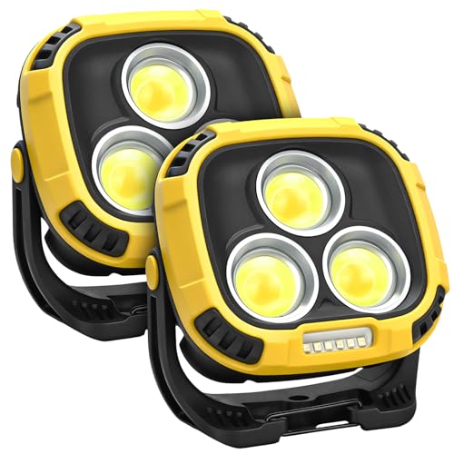 2 Pack 6000mAh Rechargeable Work Light, 4000LM Magnetic Light with
