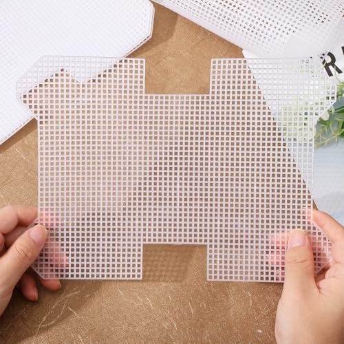 CHGCRAFT 6Pcs Plastic Mesh Canvas Sheets Bag Bottom Shaper Pads Purse Making Template for Yarn Crochet Embroidery Craft White Sheets for Acrylic Yarn Crafting Knit Crochet Projects