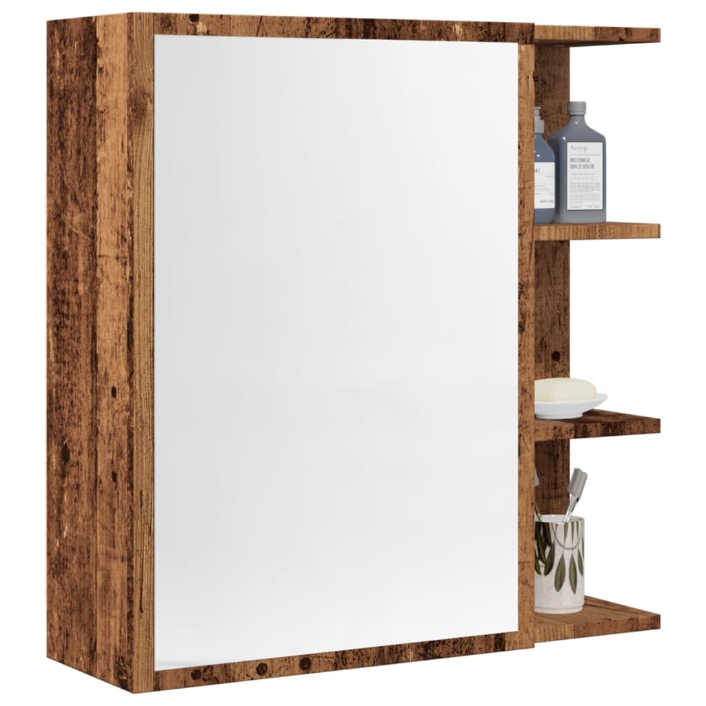 SYDE Armario Baño con Espejo 62,5x20,5x64 cm | Madera De Ingeniería Resistente, Montaje En Pared, Amplio Almacenamiento, Fácil Limpieza