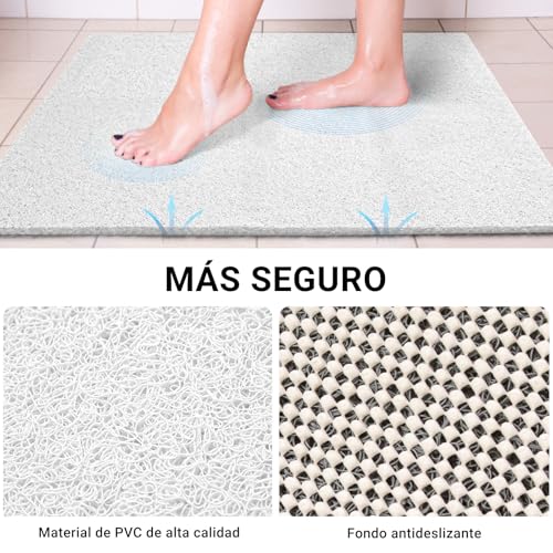 Miniatura 3 de Cosyland Alfombrilla Ducha Antideslizante 80x80cm Loofah De Pvc Suave, Secado Rápido, Sin Ventosas, Para Baño Y Ducha Blanco