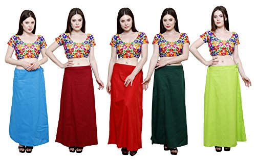 Image of Pistaa's combo of Women's Cotton Best Plain Solid Indian Readymade Inskirt Saree petticoats