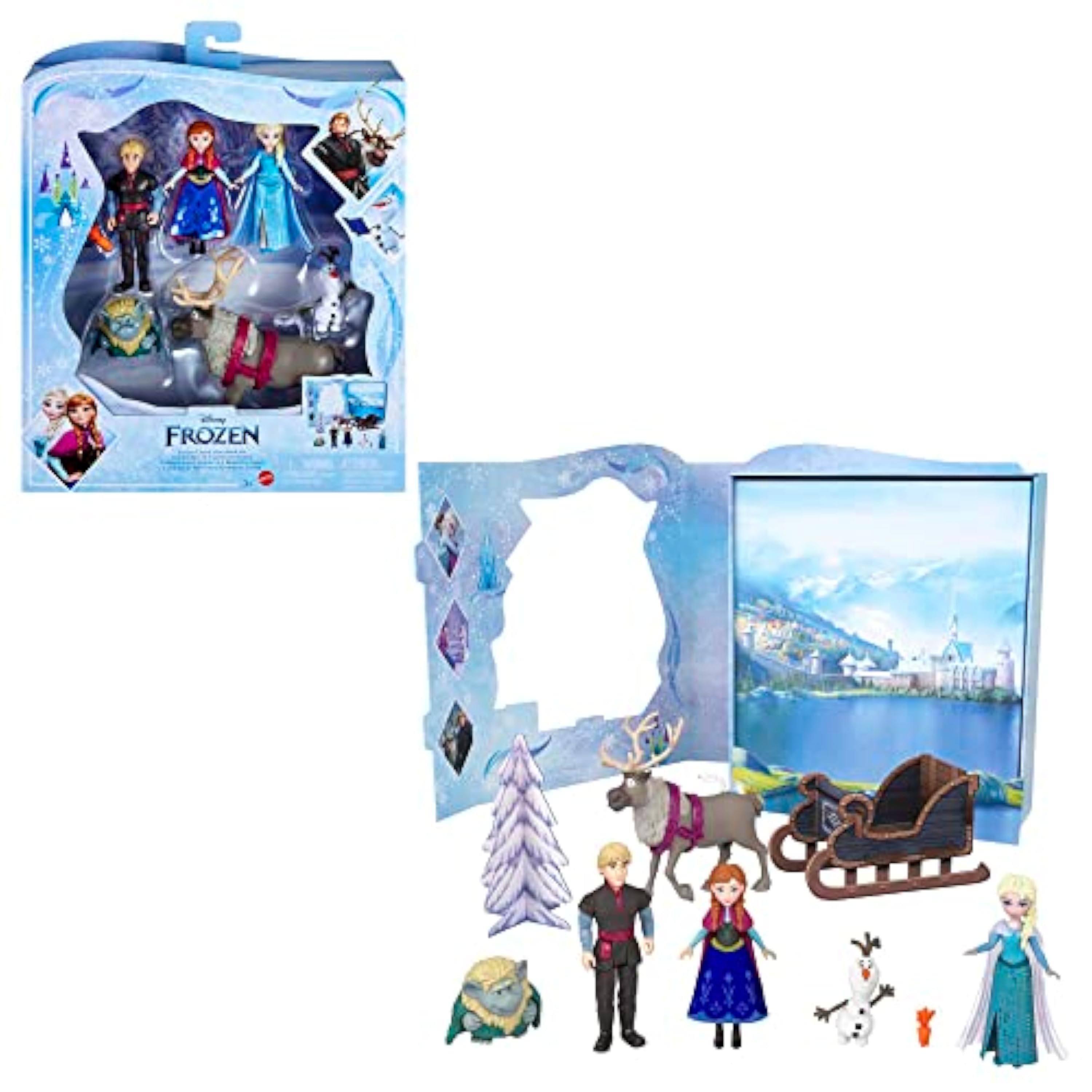 Mattel Disney Frozen Minis Pack 6 figuras Muñecos con caja set de juego, juguete +3 años (HLX04)