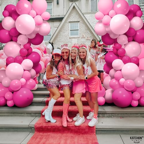 KatchOn, Pink Balloons Arch Kit - Huge Pack of 141 | Pink Birthday Party Decorations | Metallic Balloons for Girls Gender Reveal Decorations | Fuchsia Balloons For Girl Baby Shower Decoration - Thumbnail 6