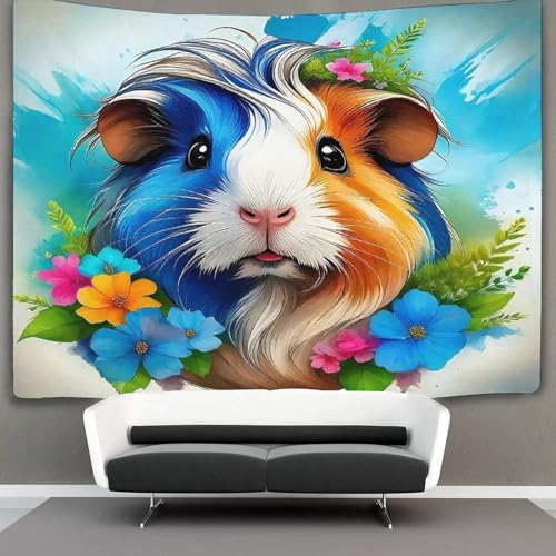 Tenture 3D cochon d'Inde, cadeau idéal de décoration de chambre ado - 3