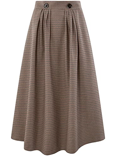 Oodji Ultra Donna Gonna Midi a Scacchi, Beige, IT