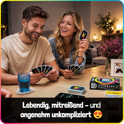 Nonstop Cards – Lustiges Kartenspiel mit App | Gesellschaftsspiel für Erwachsene & Jugendliche | Stadt-Land-Fluss | Partyspiel & Familienspiel | 2–8 Spieler | 1500+ Themen | Geburtstag Geschenk