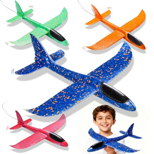 Helixor 37cm Avion Polystyrene Planeur Avion Jouet - 4 Pièces Avion Enfant Polystyrène pour Exterieur Activités