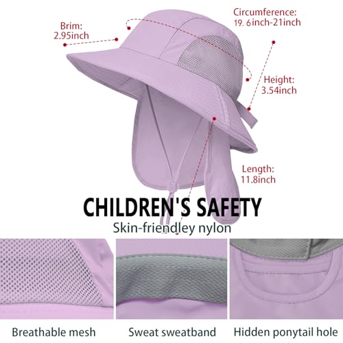 Outdoor Kids Sun Hats with Neck Flap Boys Girls Wide Brim UPF 50+ UV Protection Children Bucket Hat Safari Hat2