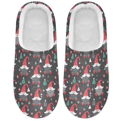 Fuzzy Memory Foam Slippers for Women/Men Gnome Christmas Pattern Fluffy Winter House Shoes Indoor and Outdoor2