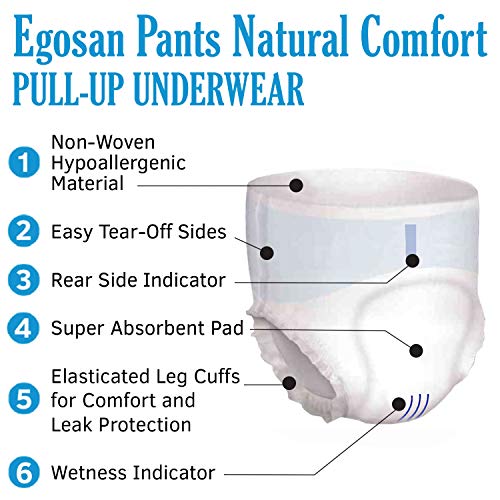 EGOSAN Super Incontinence Adult Pull Up Underwear Adult Diapers with Stretchable Waistband, Maximum Absorbency for Active Men and Women (Large, 14-Count)