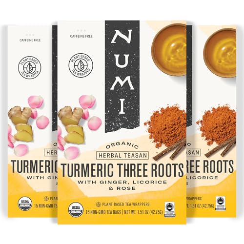 Numi Organic Tea Three Roots, 12 Count Box of Tea Bags (Pack of 3...