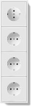 BSEED Prise multiple Schuko encastrée, prise murale 16 A avec cadre en PC, prise quadruple avec griffes, 4 prises blanches