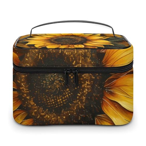 Bolsa de maquillaje de viaje para cosméticos con asa y cremallera de gran tamaño