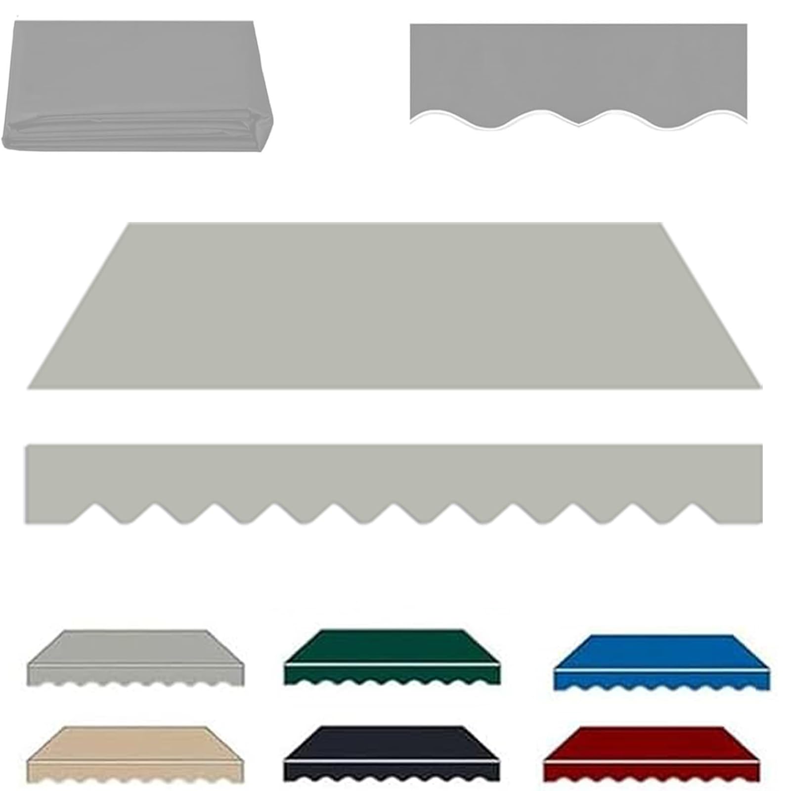 ROFBIHG Retractable Patio Awning Replacement, Heavy Duty Outdoor Canopy Top Cover, UV & Water-Resistant Polyester Replacement Canvas for Awnings, Balcony, Yard(Gray,4x1.5m(13x5ft))