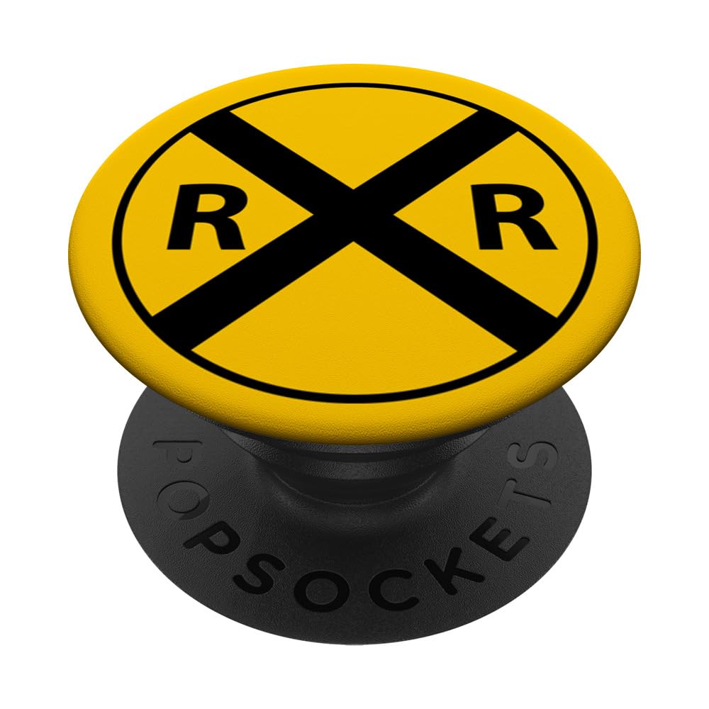 Railroad Crossing Traffic Sign Train PopSockets PopGrip: Swappable Grip for Phones & Tablets PopSockets Standard PopGrip