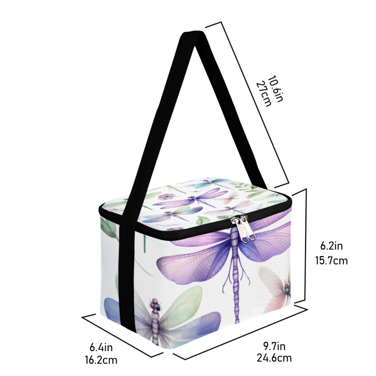 Lunch Bags for Women Men 9 Cans,Colorful Dragonfly Hot & Cold Food Delivery Bag Insulated Grocery Bag Insulated Lunch Box Dragonfly Cooler Bag for Office Work Picnic Beach