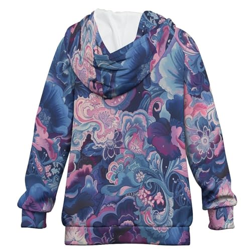 Traditional Purple Pink PaisleyChildren's Raglan Sleeve Hoodie, Suitable for Home And Outdoor Use8-9Y2